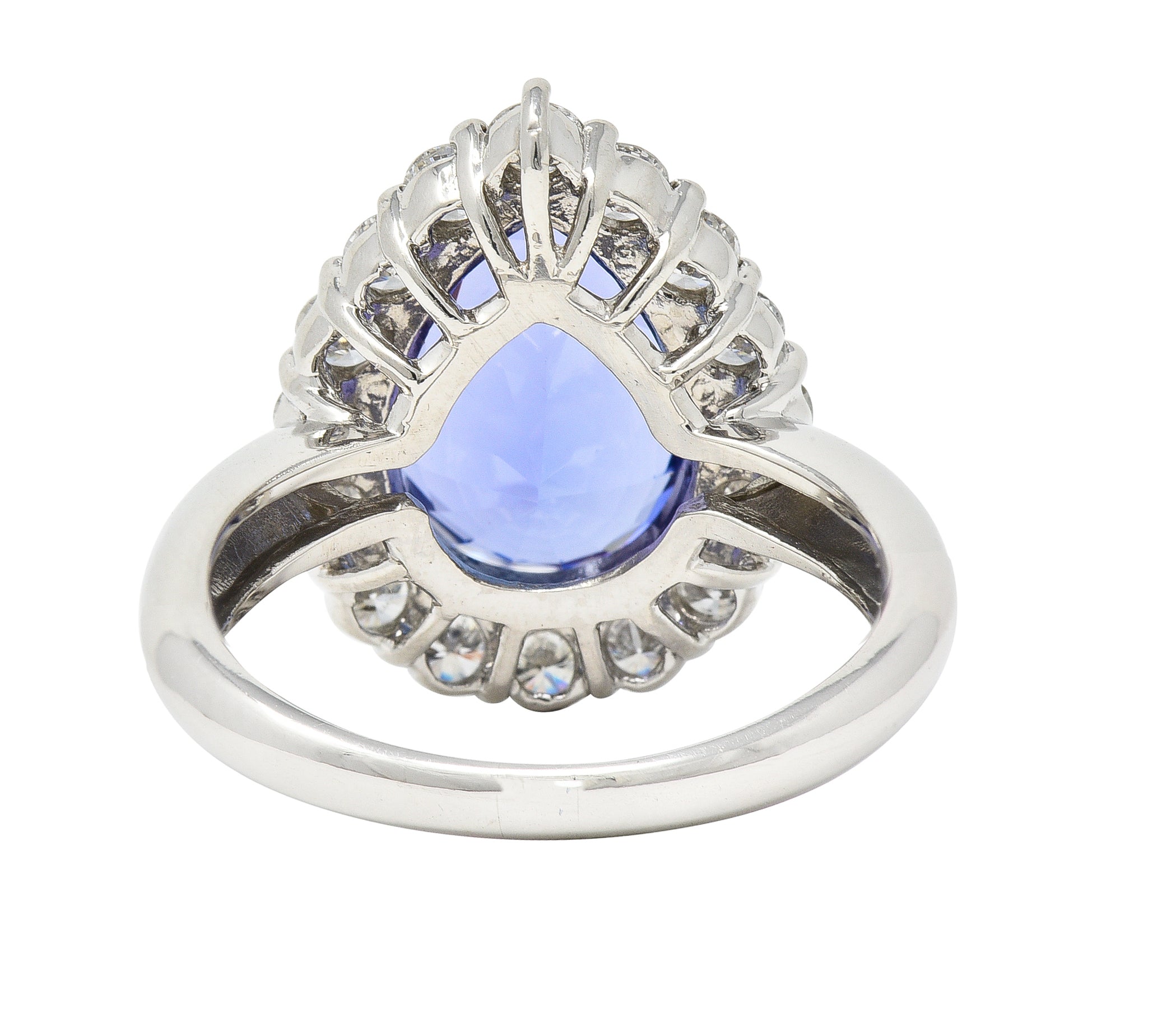 Contemporary 7.54 CTW Pear Cut Tanzanite Diamond Platinum Halo Ring Wilson's Estate Jewelry