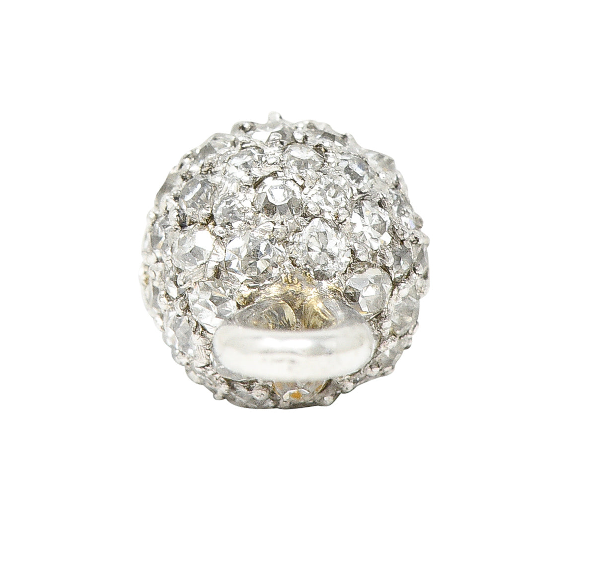 Cartier Edwardian 1.00 CTW Pavé Diamond Platinum Antique Ball Charm Wilson's Estate Jewelry