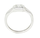 Emerald Cut Diamond Platinum Flush Set Solitaire Unisex Engagement Ring
