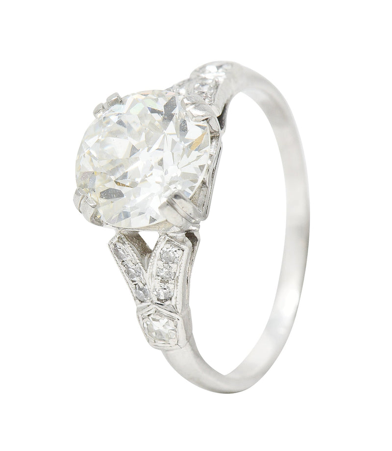 Art Deco 2.20 CTW Old European Cut Diamond Platinum Engagement Ring GIARing - Wilson's Estate Jewelry