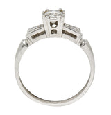 Mid-Century 0.40 CTW Transitional Cut Diamond Platinum Bow Vintage Engagement Ring Wilson's Estate Jewelry
