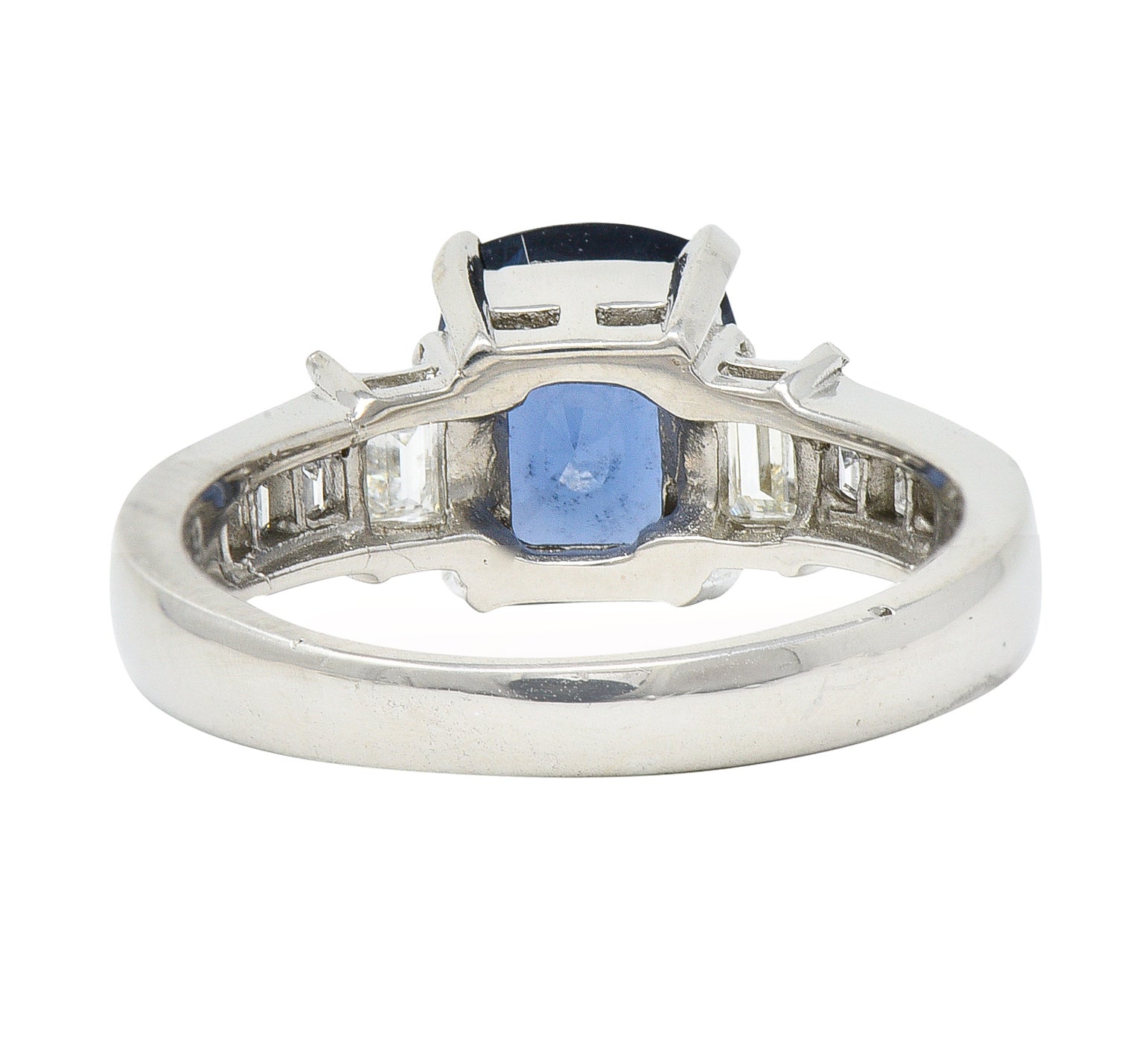 Contemporary 2.64 CTW Cushion Cut Sapphire Diamond Platinum Gemstone Ring Wilson's Estate Jewelry