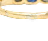 Victorian 1.63 CTW Old Mine Cut Diamond Sapphire Platinum 14 Karat Yellow Gold Five Stone Antique Band Ring Wilson's Estate Jewelry