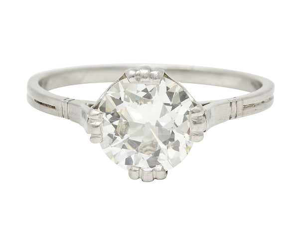 Mid-Century 1.42 CTW Old European Cut Diamond Platinum Vintage Solitaire Engagement Ring GIA Wilson's Estate Jewelry
