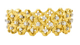 Buccellati 2.88 CTW Diamond 18 Karat Two-Tone Gold Vintage Wide Ribbon Bracelet Wilson's Estate Jewelry