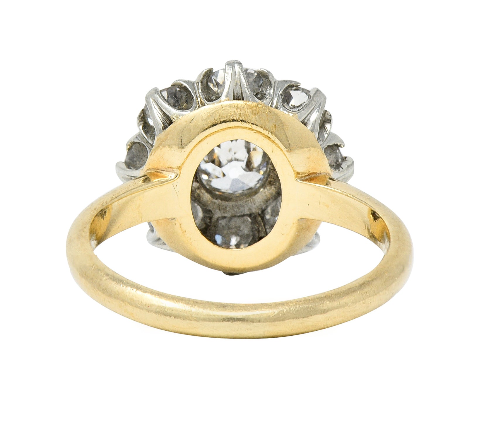 Edwardian 1.05 CTW Old European Cut Diamond 18 Karat Two-Tone Gold Antique Halo Ring Wilson's Estate Jewelry