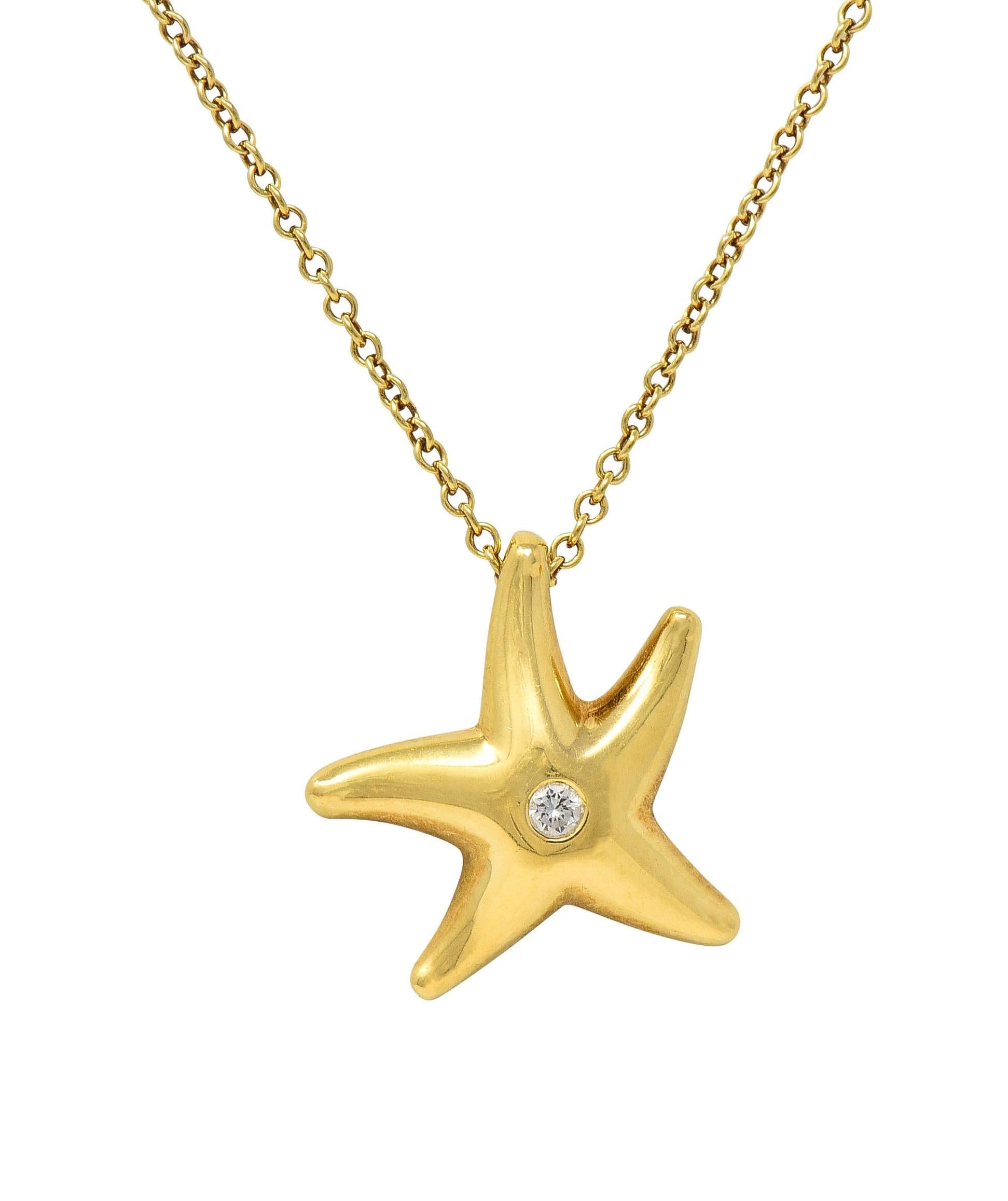 Elsa Peretti Tiffany & Co 1990's 18 Karat Gold Vintage Starfish Pendant Necklace