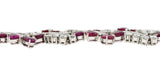 Mid-Century No Heat Burma Ruby Diamond Platinum Vintage Twist Line Bracelet