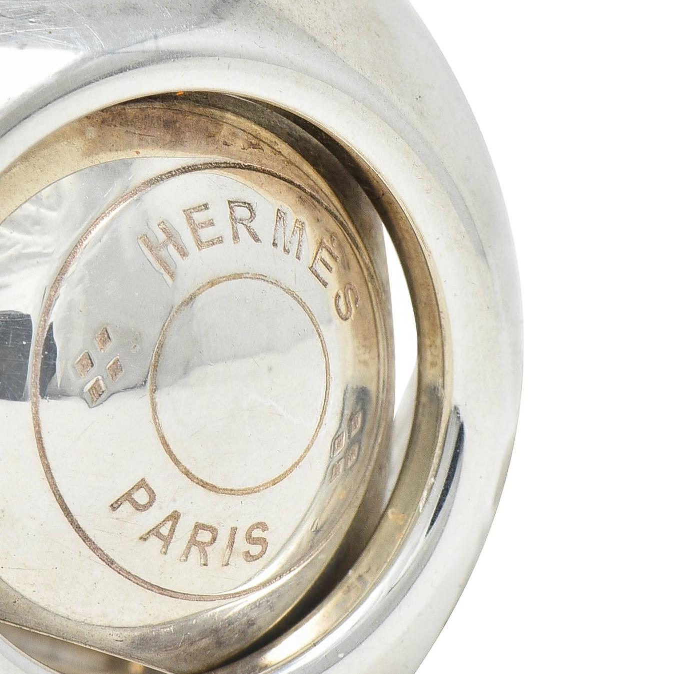 Hermés Paris Modernist Sterling Silver Spinning Cube Vintage Ring