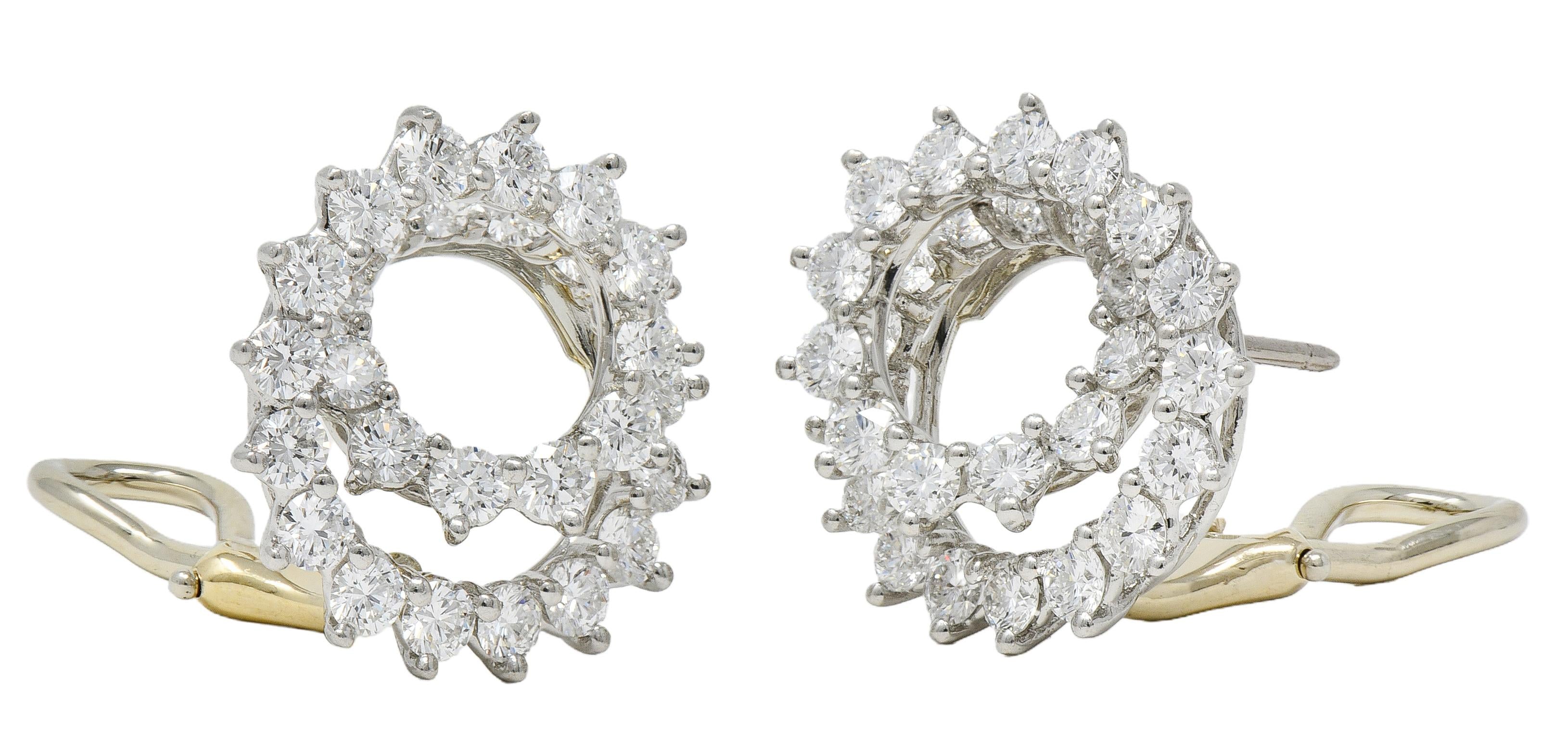 Tiffany & Co. 2.80 CTW Round Brilliant Cut Diamond Platinum Swirl Earrings
