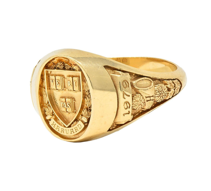1979 14 Karat Yellow Gold Vintage Harvard Signet Class Unisex Ring