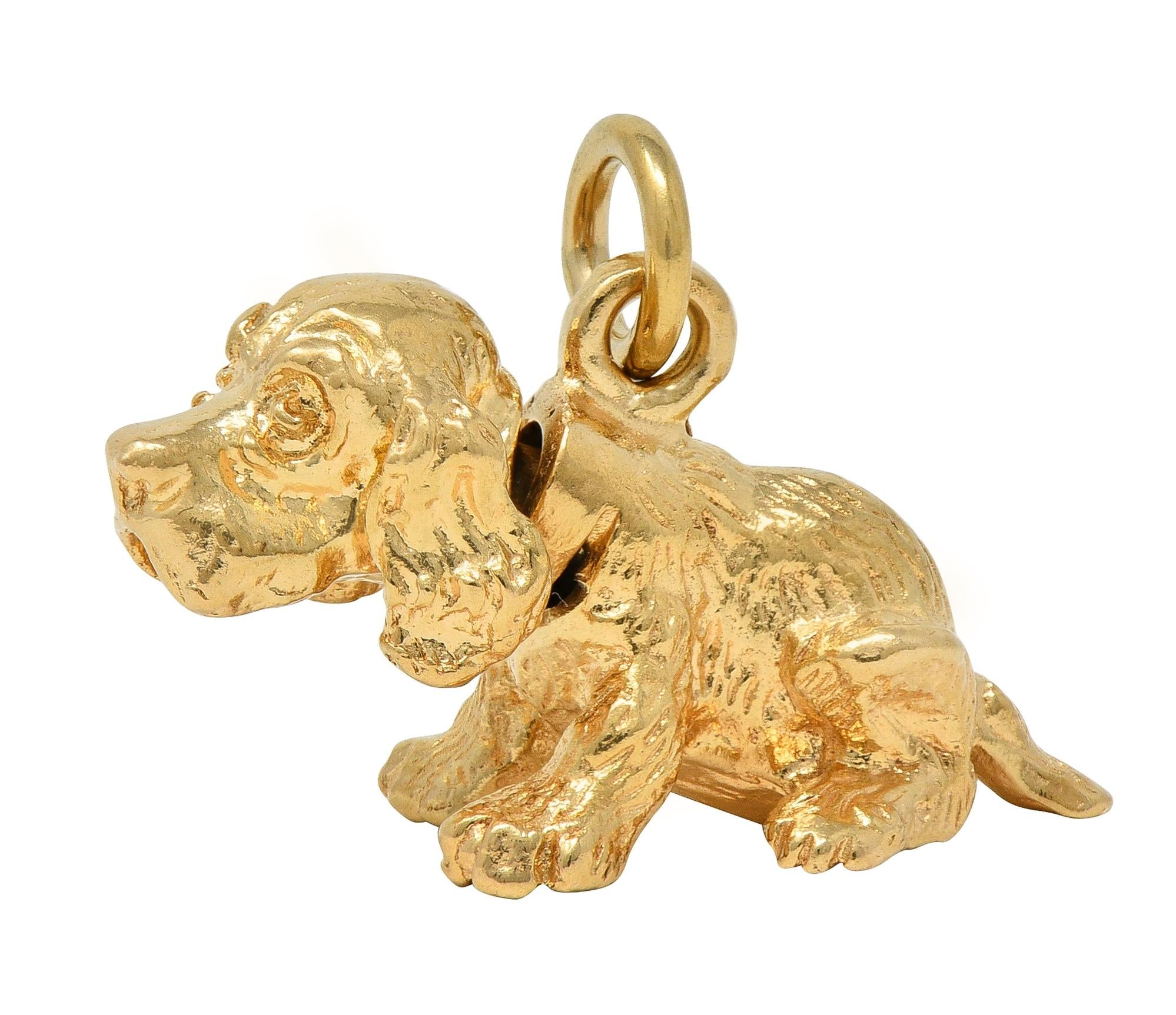 1990's 14 Karat Yellow Gold Vintage Bobble Head Spaniel Dog Charm