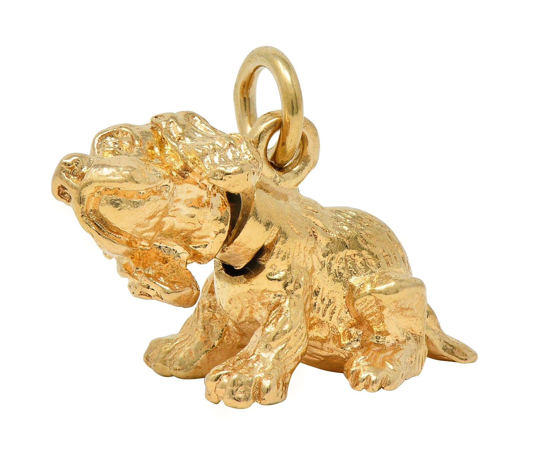 1990's 14 Karat Yellow Gold Vintage Bobble Head Spaniel Dog Charm