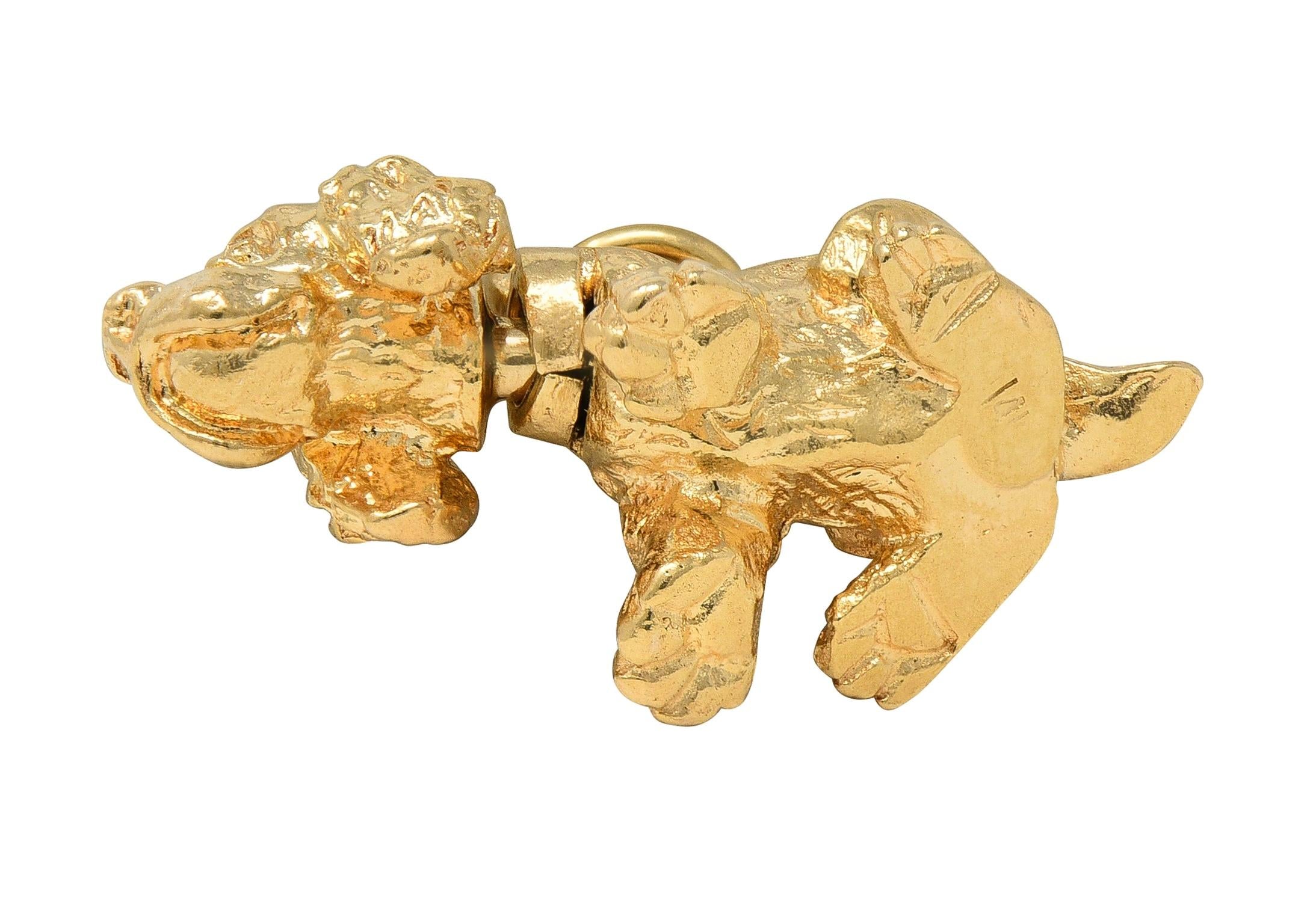 1990's 14 Karat Yellow Gold Vintage Bobble Head Spaniel Dog Charm