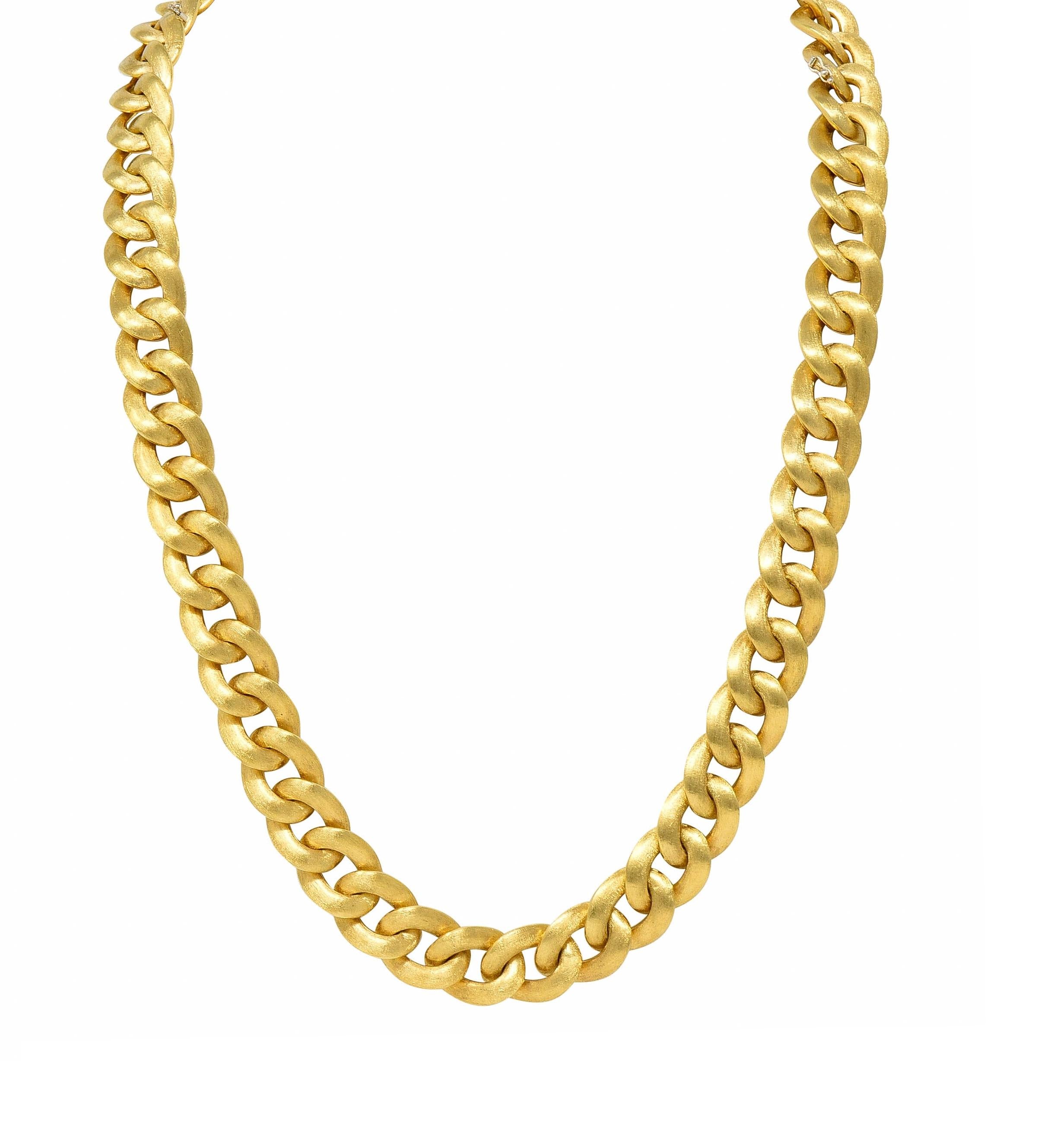 Nicolis Cola 1980s 18 Karat Yellow Gold Vintage Curb Link Unisex Chain Necklace