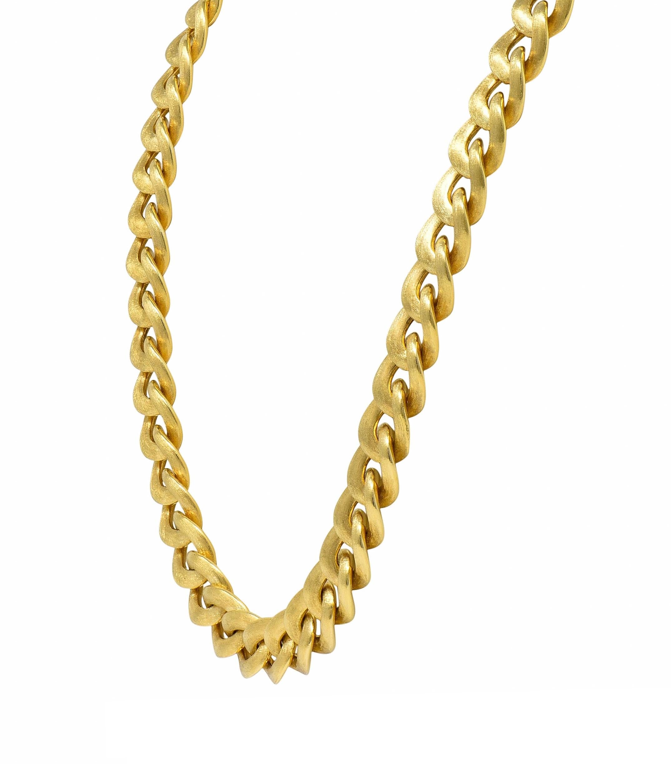 Nicolis Cola 1980s 18 Karat Yellow Gold Vintage Curb Link Unisex Chain Necklace