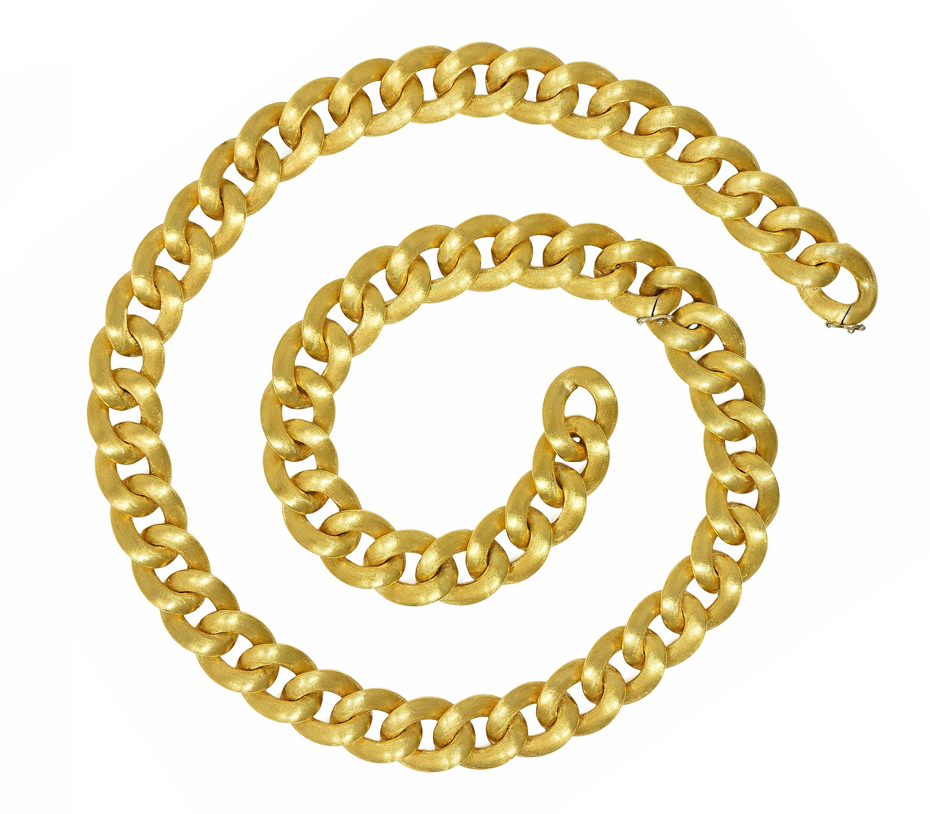 Nicolis Cola 1980s 18 Karat Yellow Gold Vintage Curb Link Unisex Chain Necklace