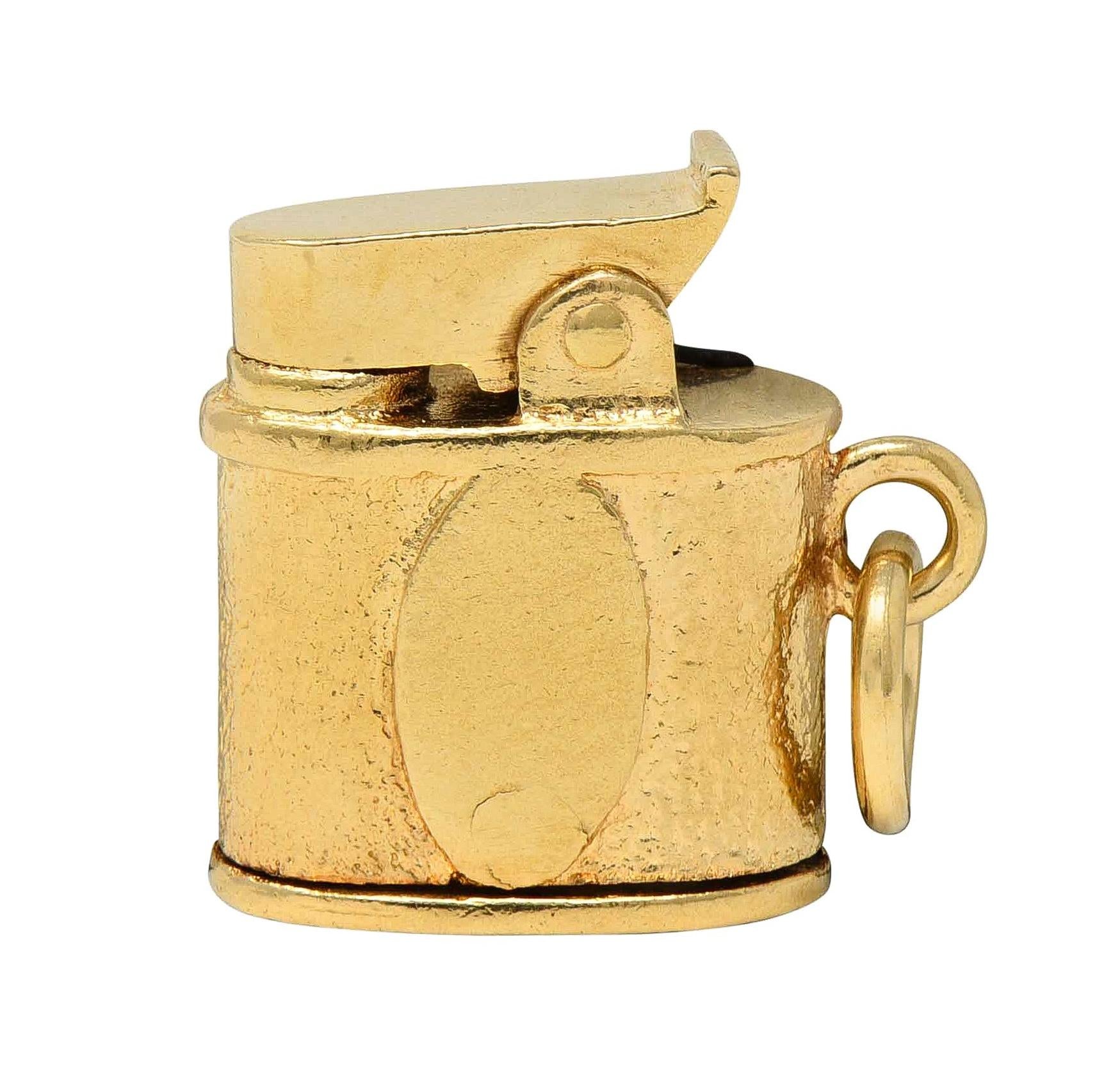 Retro 14 Karat Yellow Gold Vintage Lighter Pendant Charm
