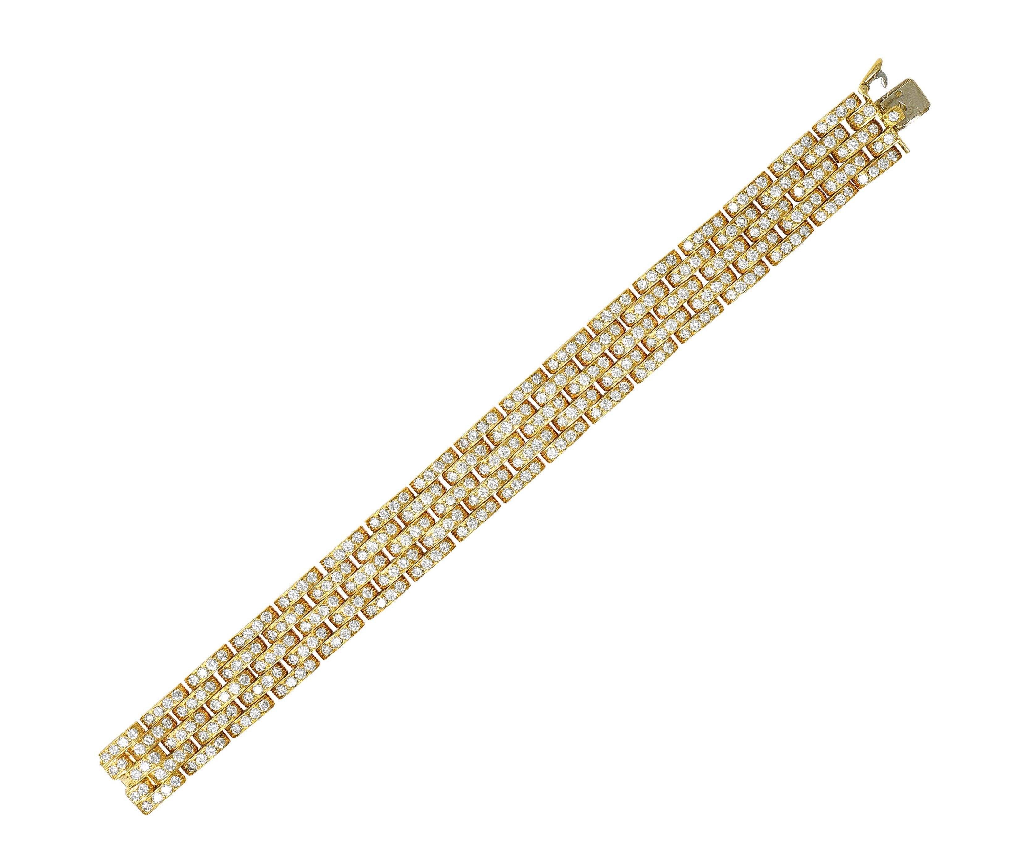 Cartier French 12.00 CTW Diamond 18K Gold Vintage Maillion Pantheré Bracelet