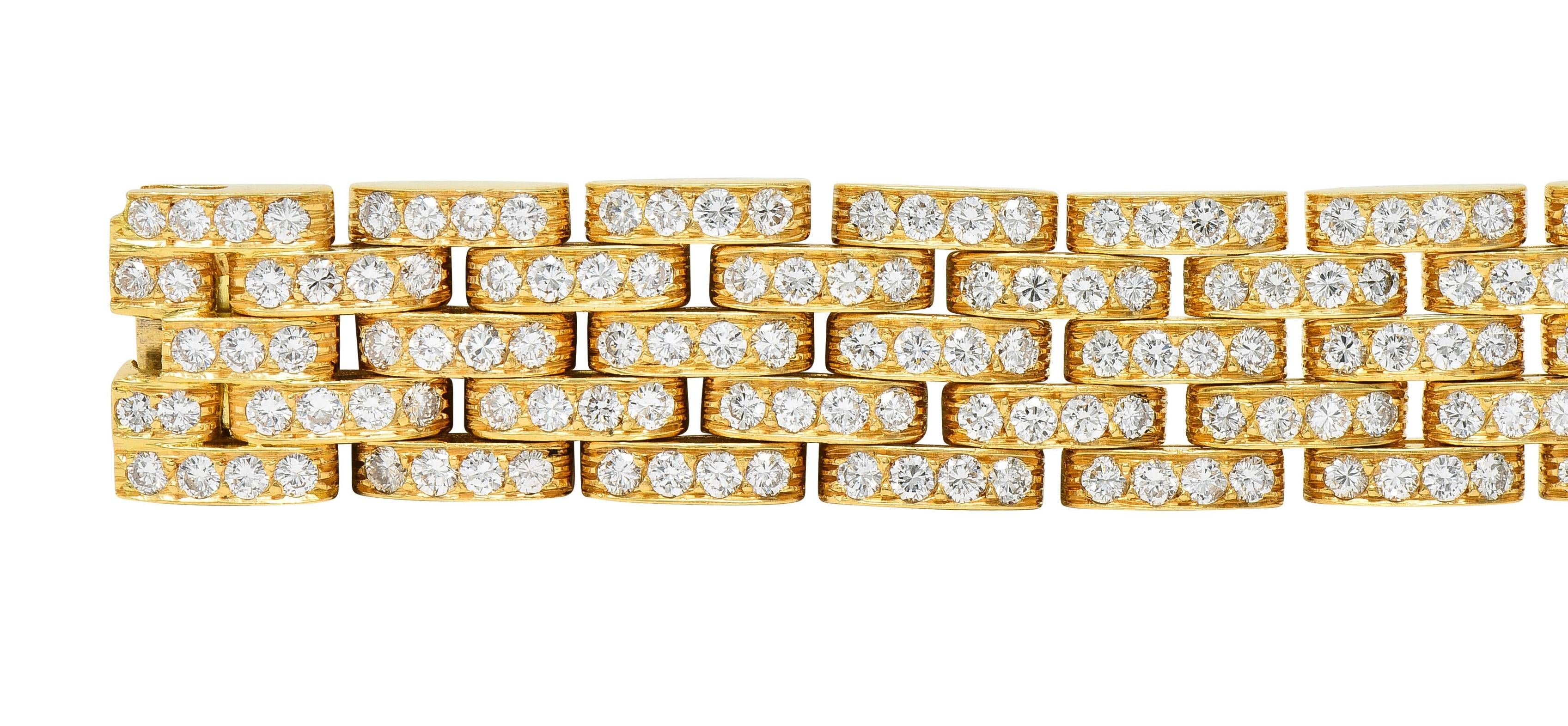 Cartier French 12.00 CTW Diamond 18K Gold Vintage Maillion Pantheré Bracelet