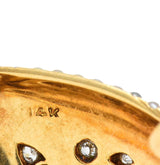 Edwardian Diamond Pearl Platinum 14K Yellow Gold Heart Antique Pendant Brooch