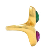 Bulgari Georges L'Enfant 1970 3.52 CTW Ruby Emerald 18K Gold Vintage Snake Ring