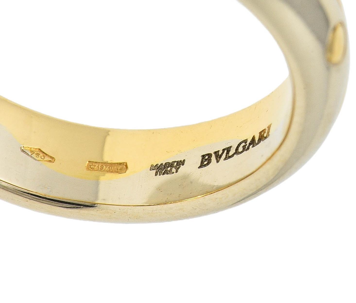 Bulgari 1990's 18 Karat Two-Tone Yellow White Gold Onda Vintage Band Ring