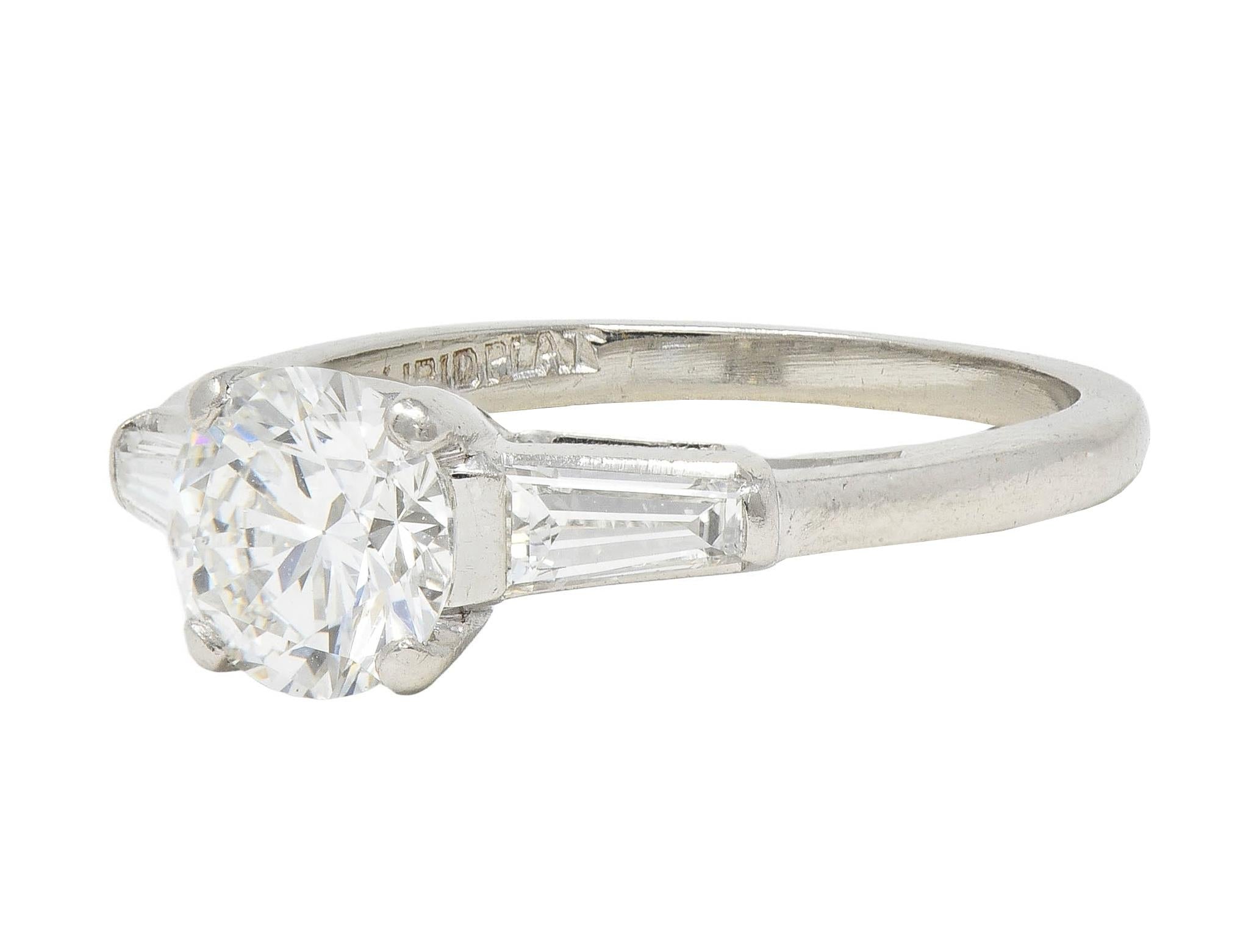 Mid-Century 1.36 CTW Transitional Diamond Platinum Vintage Engagement Ring