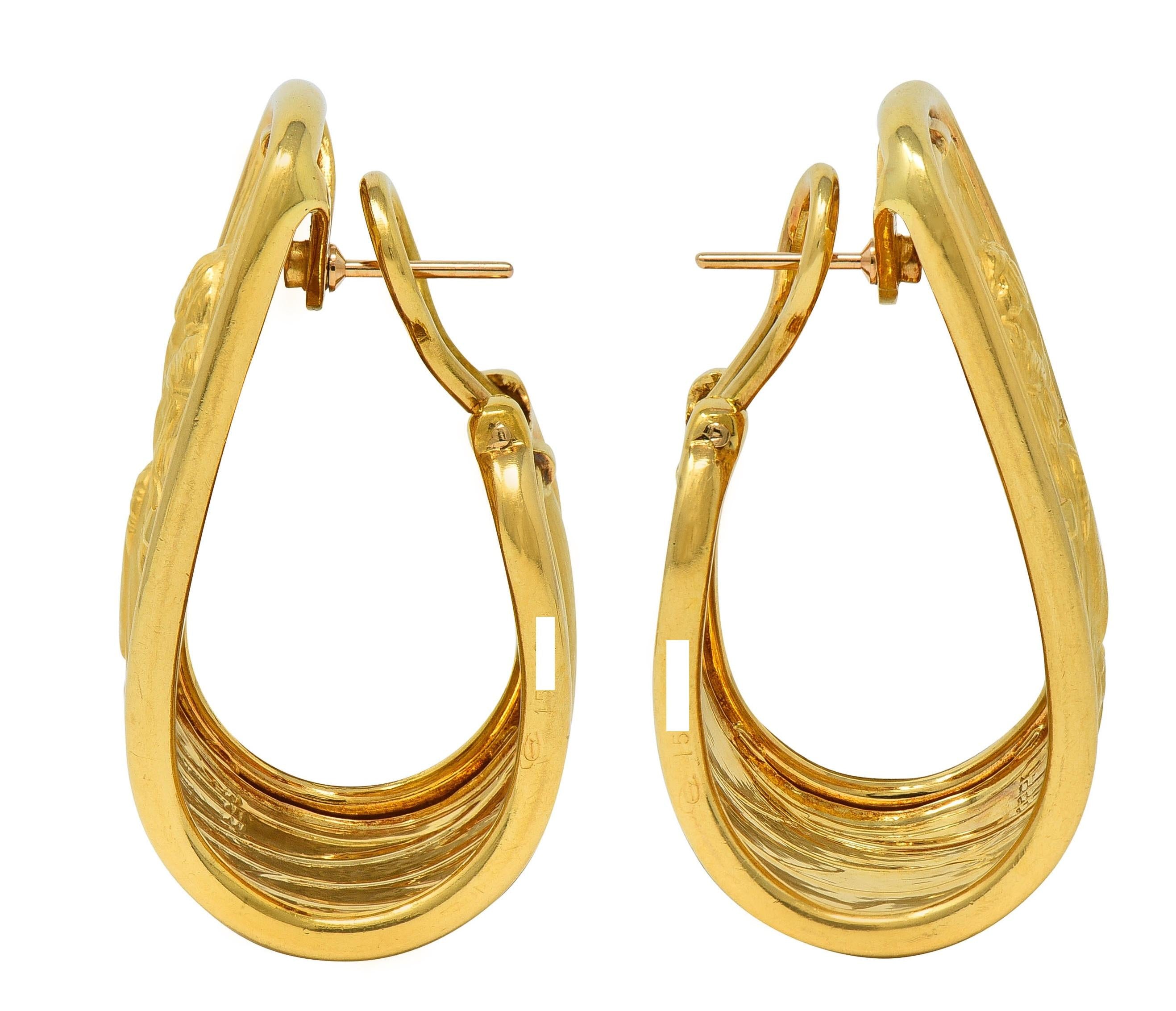 Carrera y Carrera 1990 18K Gold Romeo & Juliet J-Hoop Vintage Ear-Clip Earrings