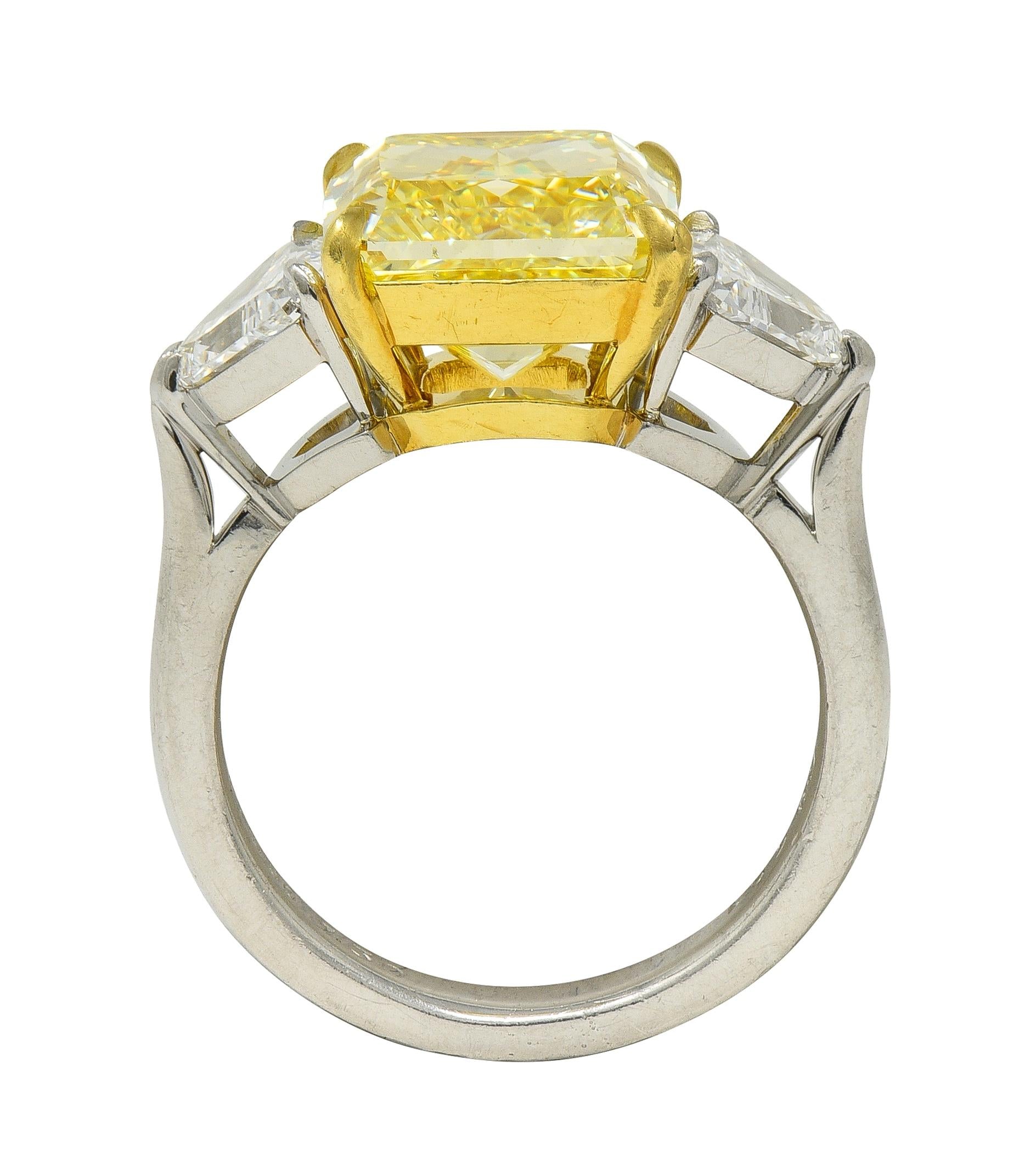7.31 CTW Fancy Intense Yellow Diamond Platinum 18K Gold Engagement Ring GIA