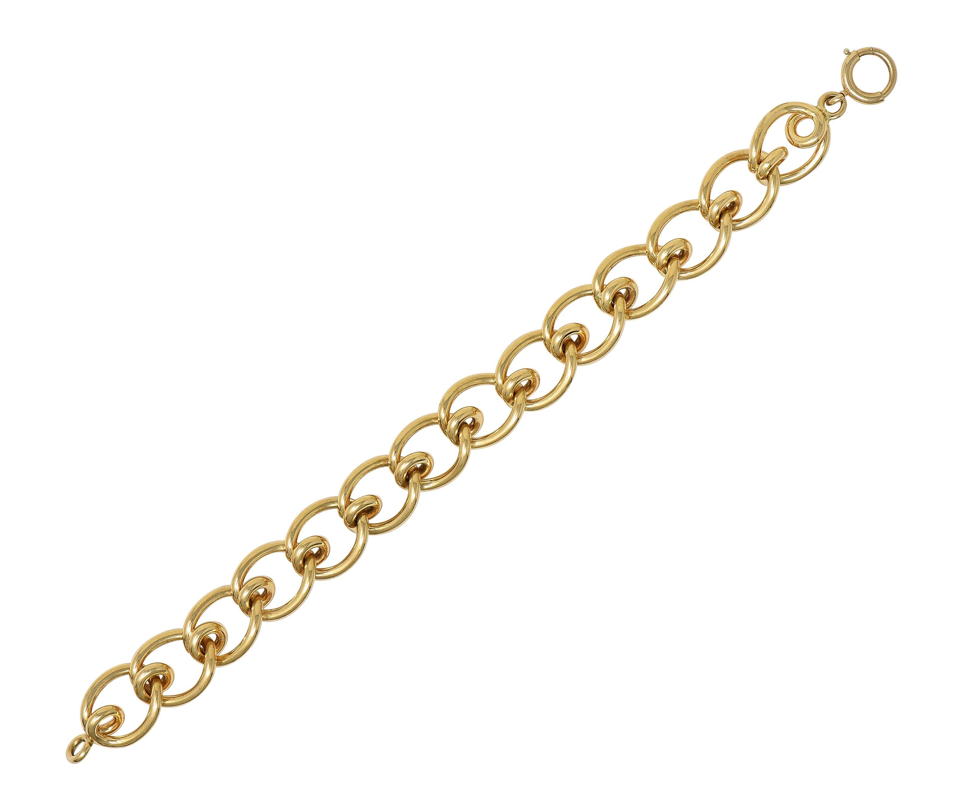 Tiffany & Co. 1970's 14 Karat Yellow Gold Vintage Mousetrap Link Bracelet