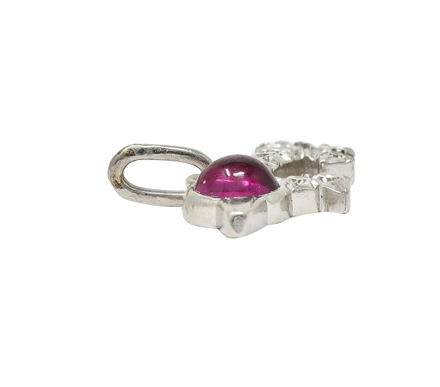 Art Deco 0.50 CTW Ruby Diamond Platinum Wiener Dog Vintage Charm