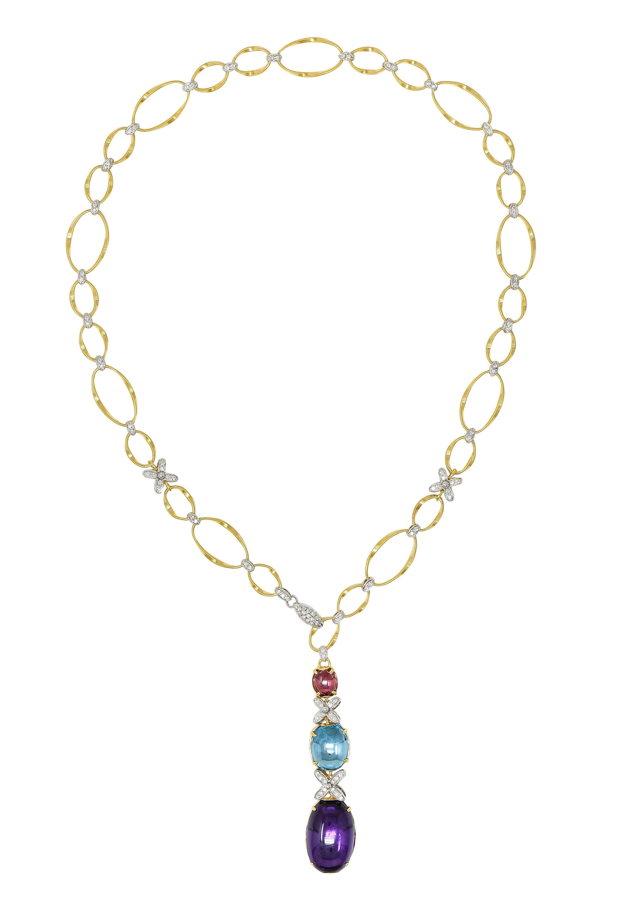 Marco Bicego Diamond Topaz Multi-Gem 18 Karat Gold Marrakech Onde Necklace