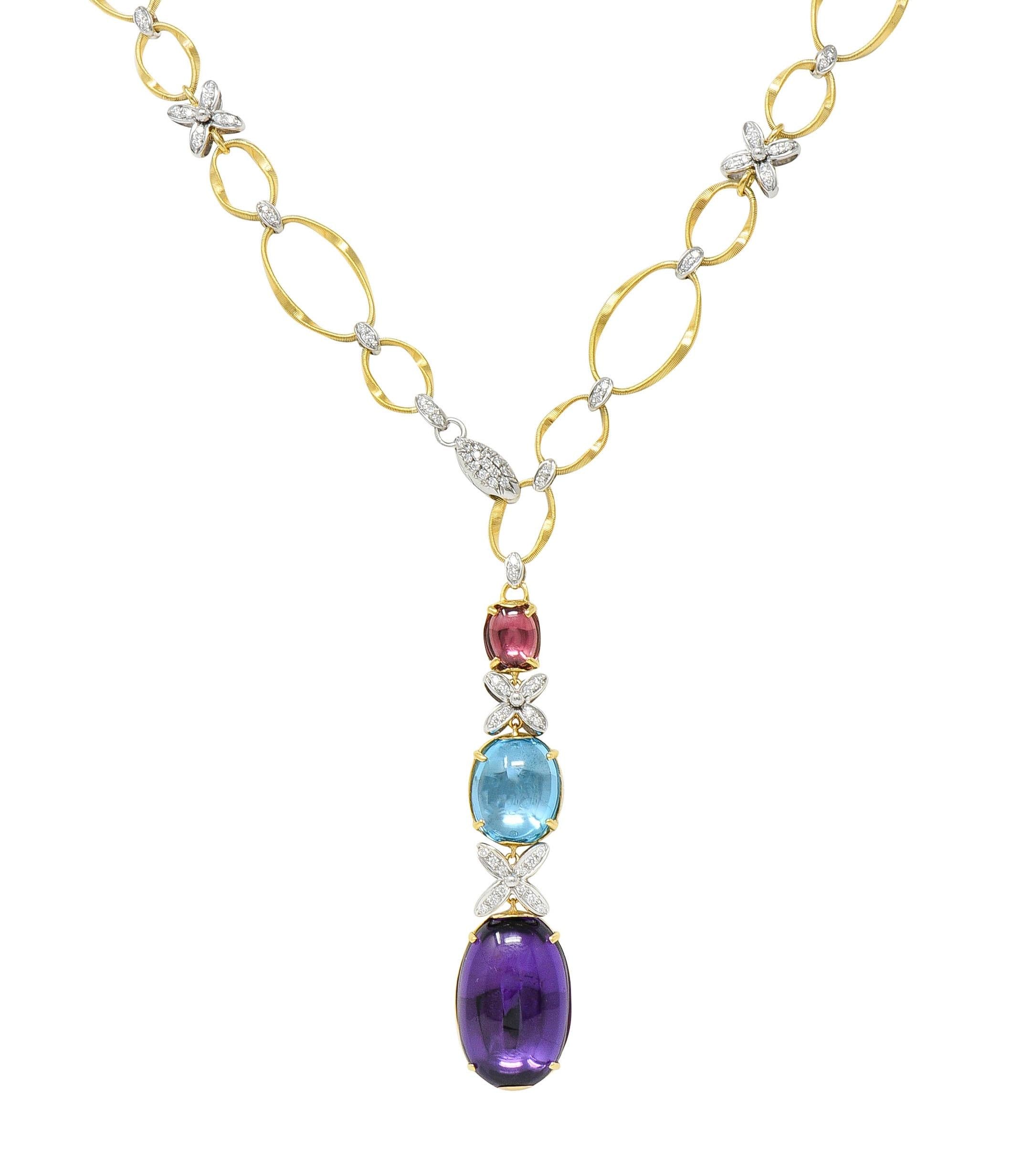 Marco Bicego Diamond Topaz Multi-Gem 18 Karat Gold Marrakech Onde Necklace