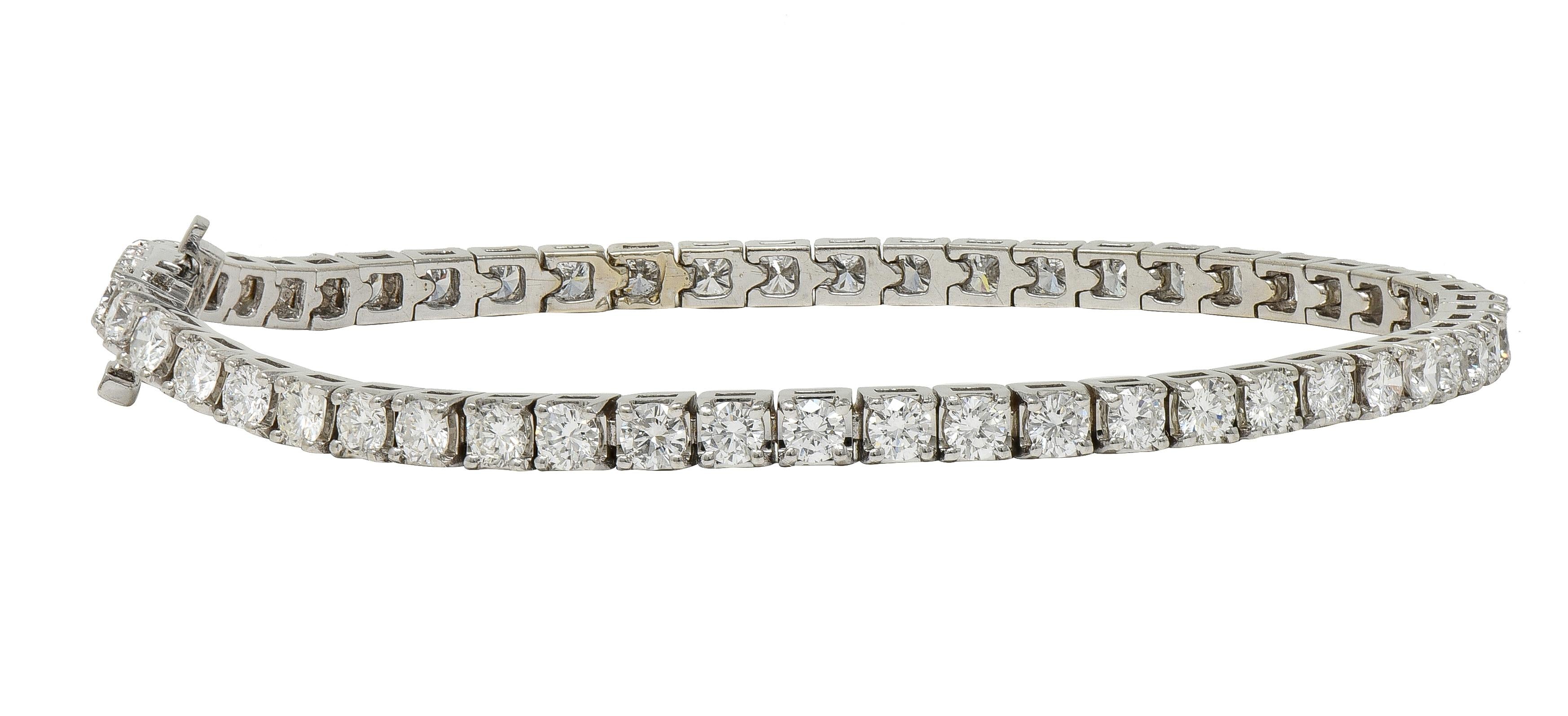 Contemporary 3.25 CTW Diamond 14 Karat White Gold Tennis Line Bracelet