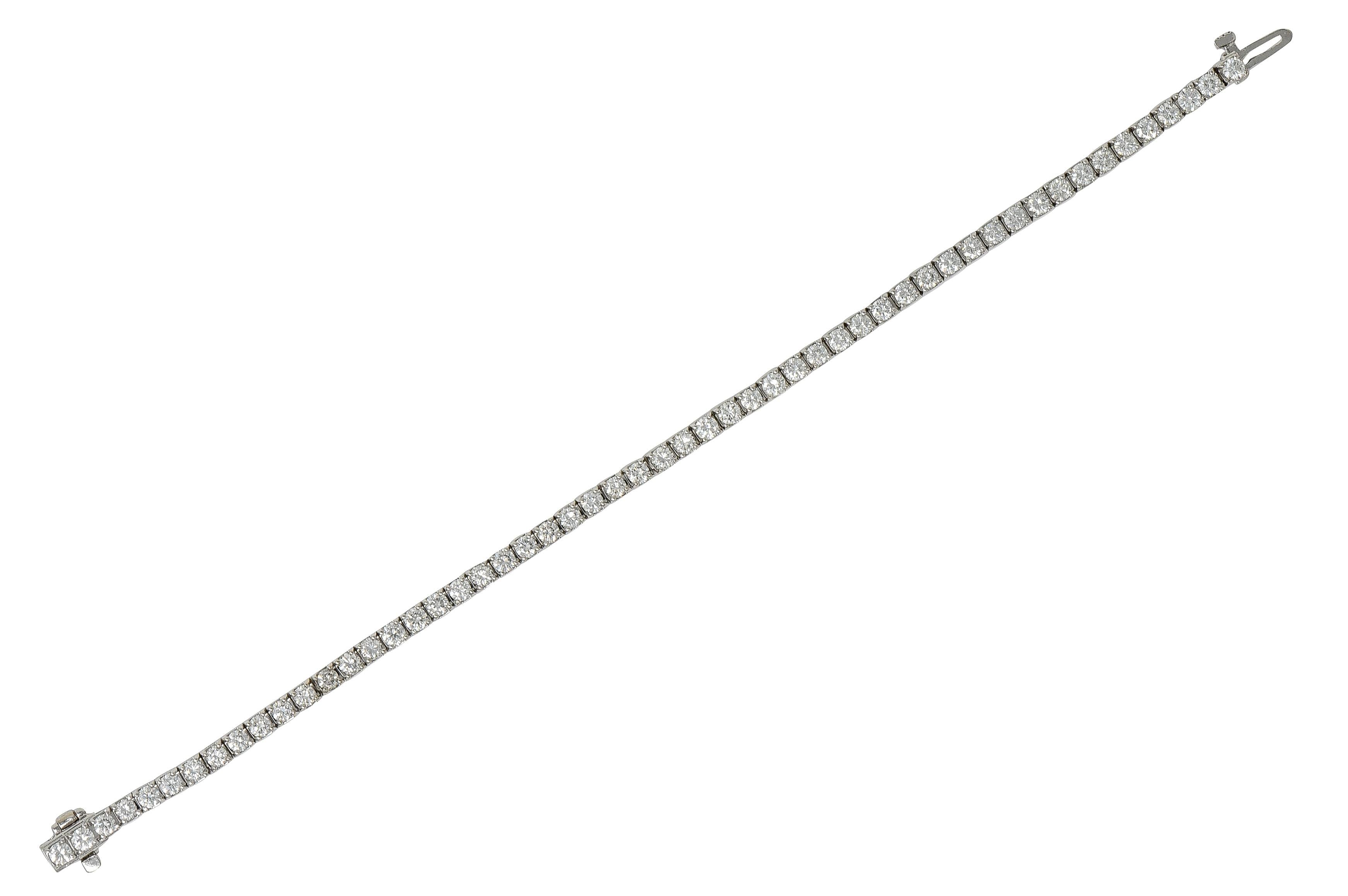Contemporary 3.25 CTW Diamond 14 Karat White Gold Tennis Line Bracelet