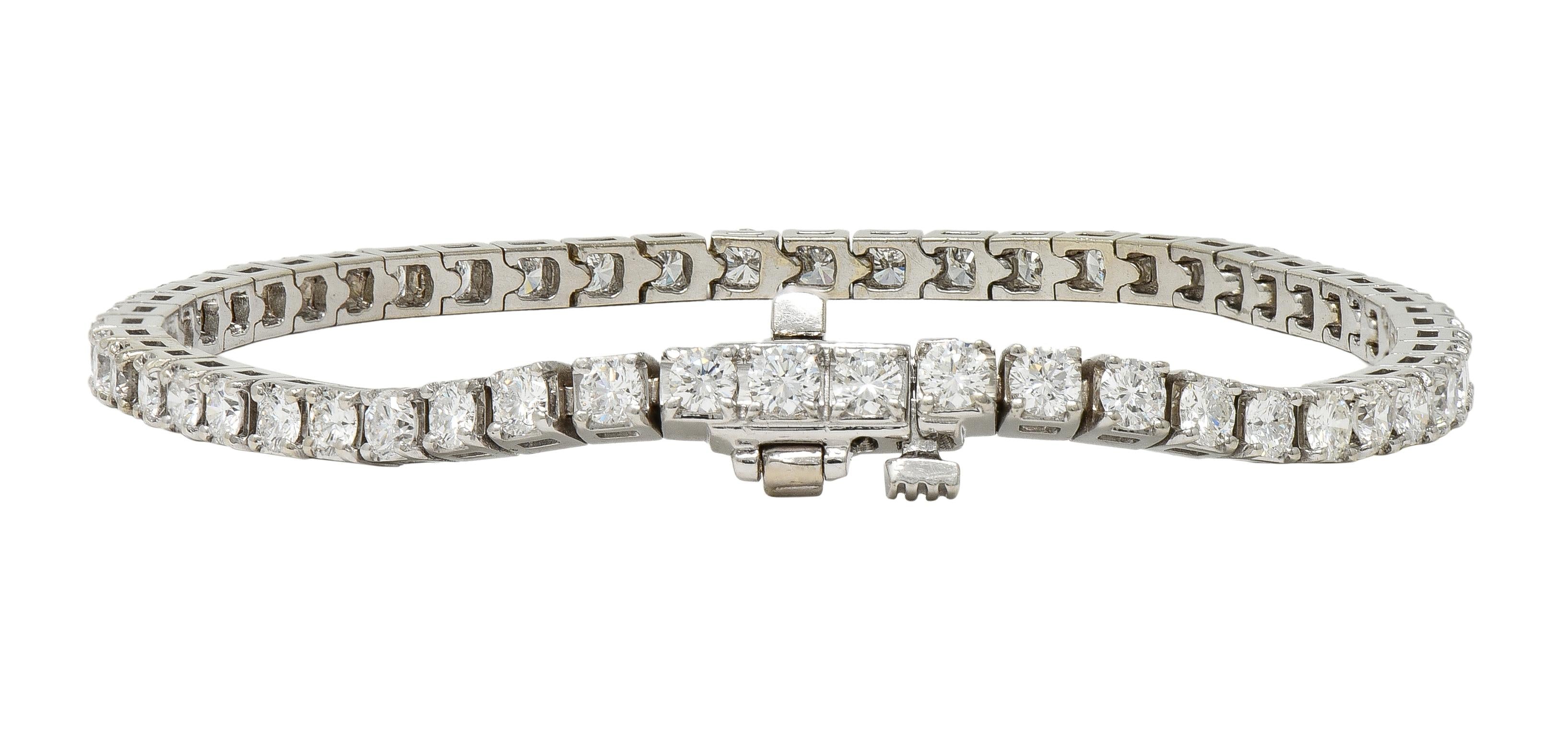 Contemporary 3.25 CTW Diamond 14 Karat White Gold Tennis Line Bracelet