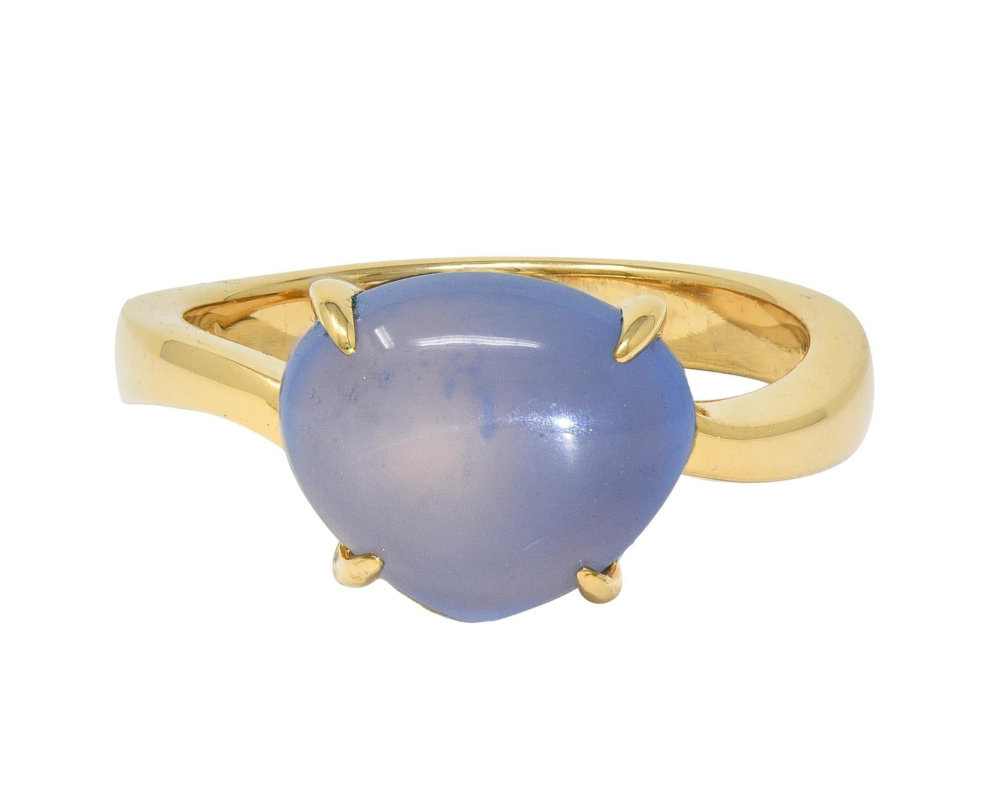 Bulgari 2005 Gray Moonstone Cabochon 18 Karat Yellow Gold Vintage Ring