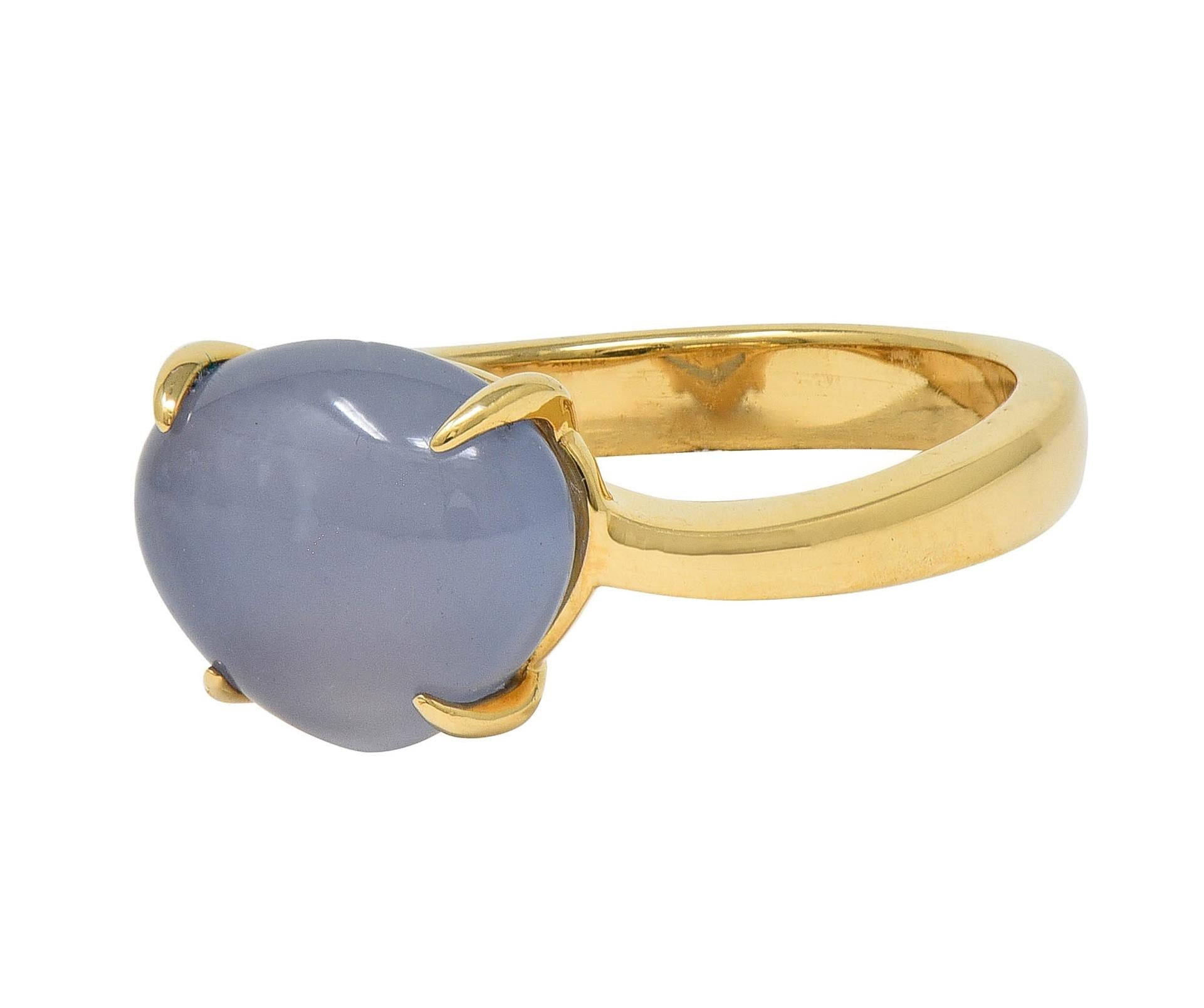 Bulgari 2005 Gray Moonstone Cabochon 18 Karat Yellow Gold Vintage Ring