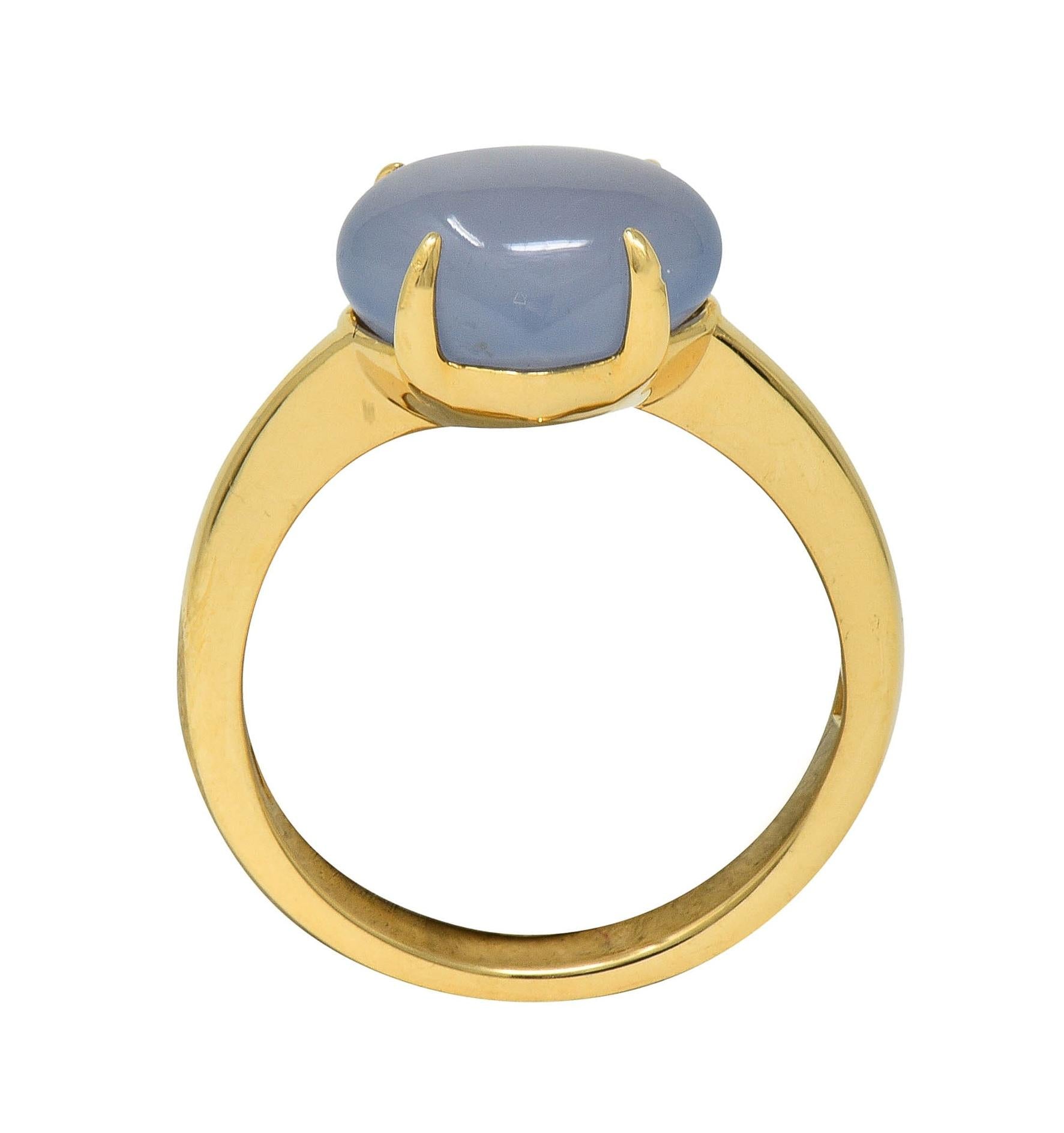 Bulgari 2005 Gray Moonstone Cabochon 18 Karat Yellow Gold Vintage Ring