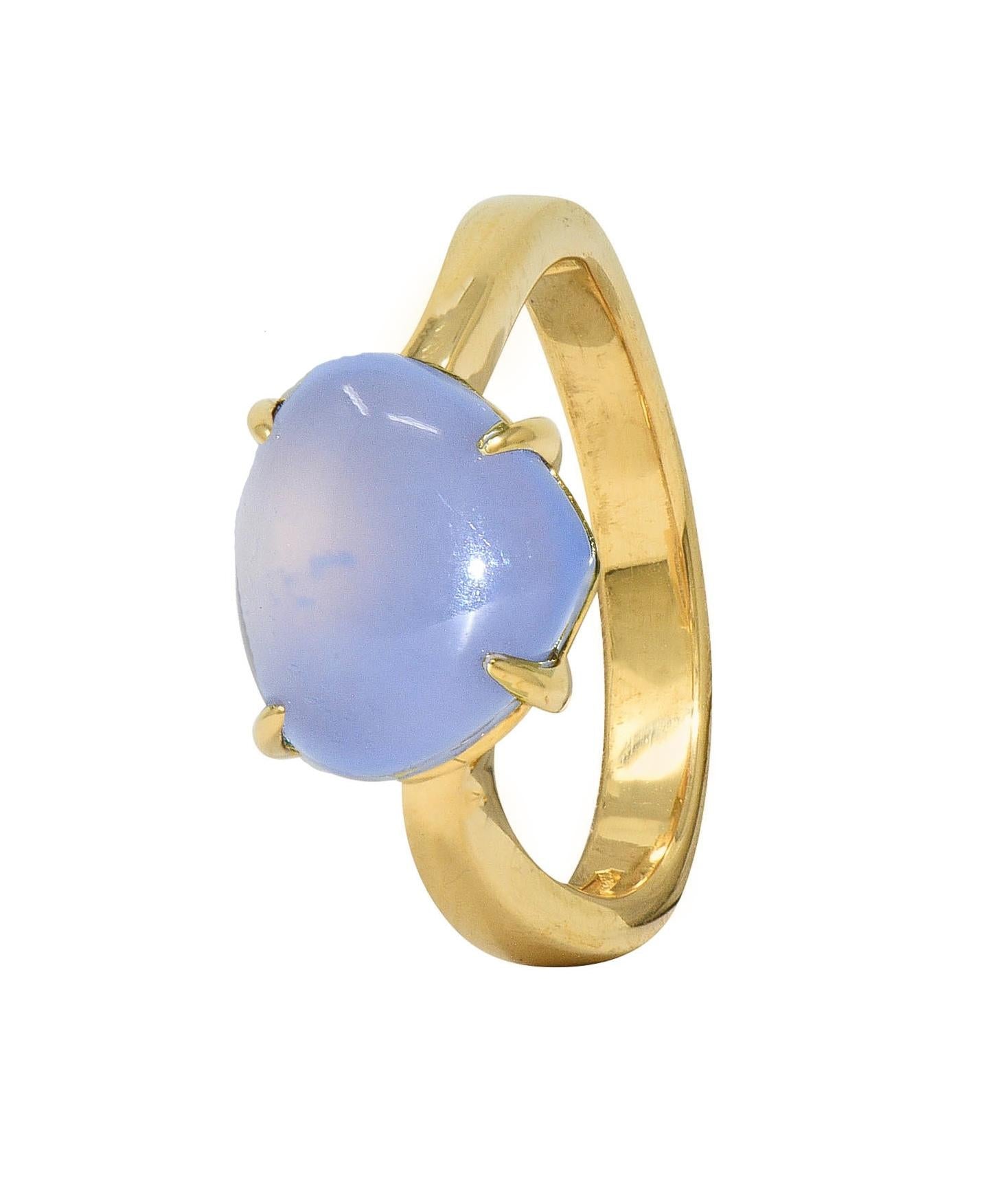 Bulgari 2005 Gray Moonstone Cabochon 18 Karat Yellow Gold Vintage Ring