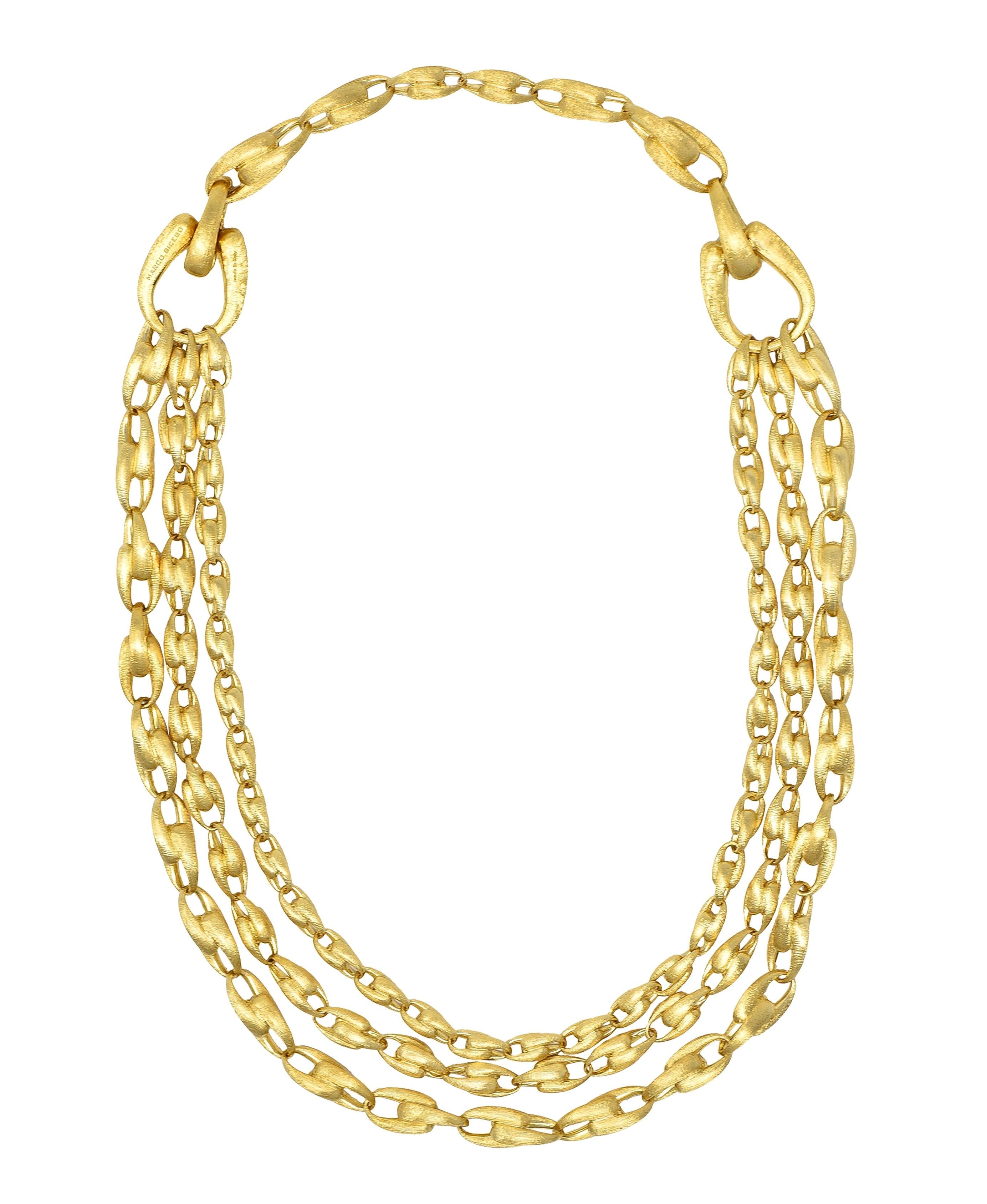 Maro Bicego Brushed 18 Karat Yellow Gold Multi-Strand U Link Lucia Necklace