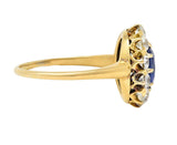 Victorian 2.58 CTW No Heat Kashmir Sapphire Diamond 14 Karat Gold Halo Ring AGL