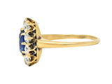 Victorian 2.58 CTW No Heat Kashmir Sapphire Diamond 14 Karat Gold Halo Ring AGL