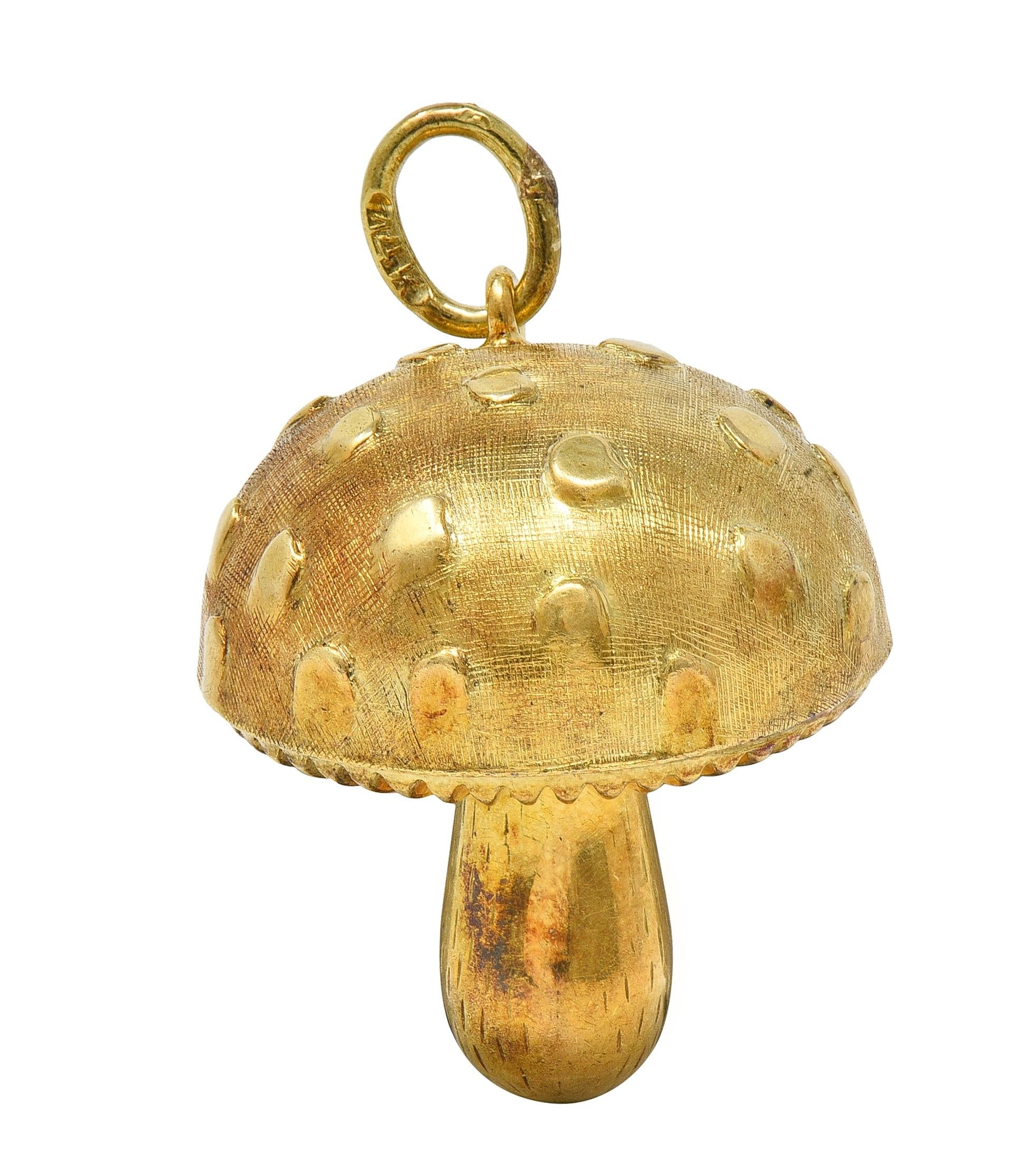 1960's 14 Karat Yellow Gold Vintage Mushroom Charm