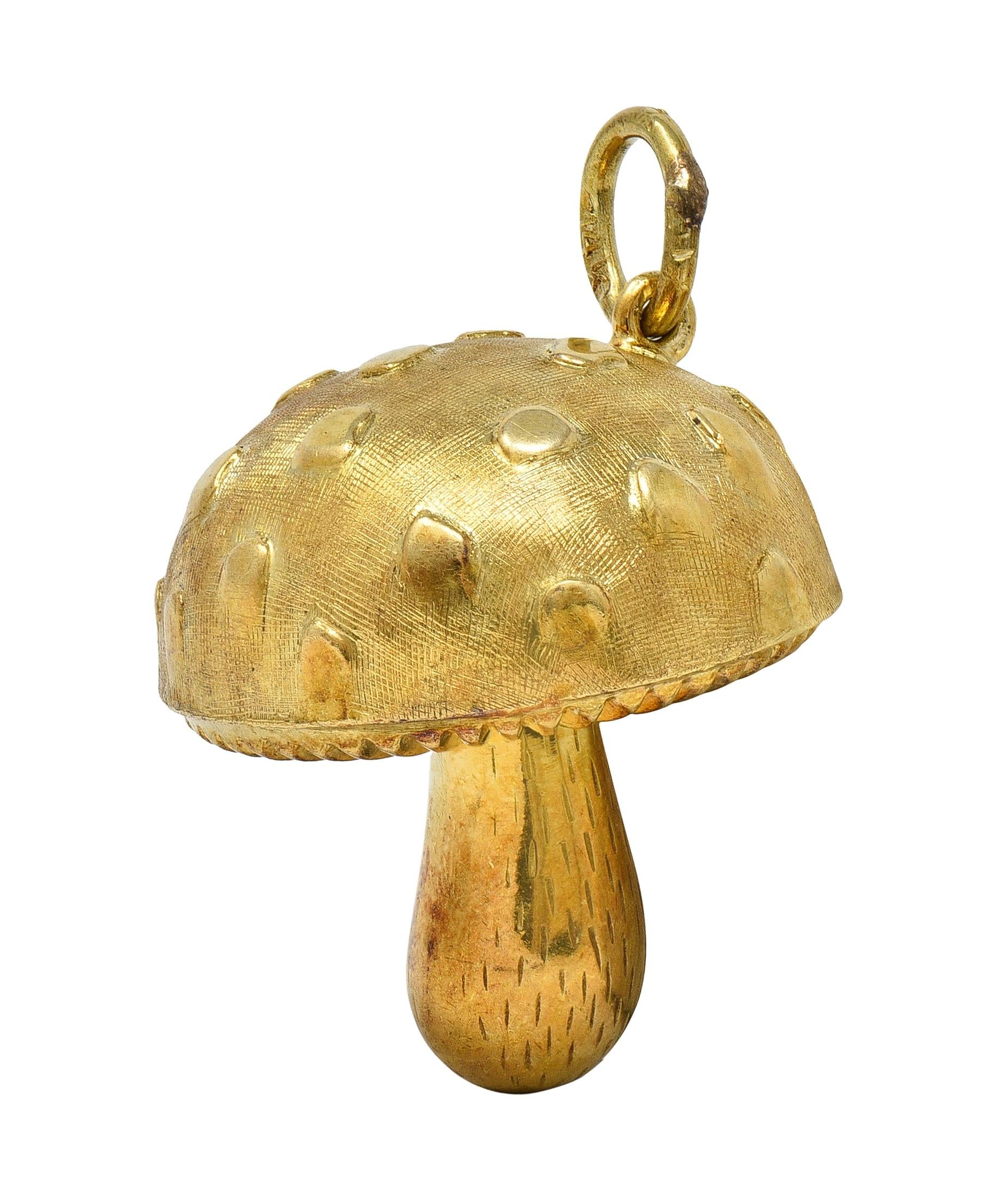 1960's 14 Karat Yellow Gold Vintage Mushroom Charm