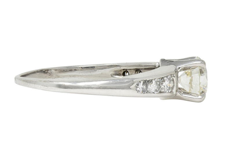 Jabel Mid-Century 1.21 CTW Diamond 18 Karat White Gold Vintage Engagement Ring