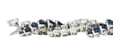 French Mid-Century 51.70 CTW Sapphire Diamond Platinum Vintage Twist Bracelet