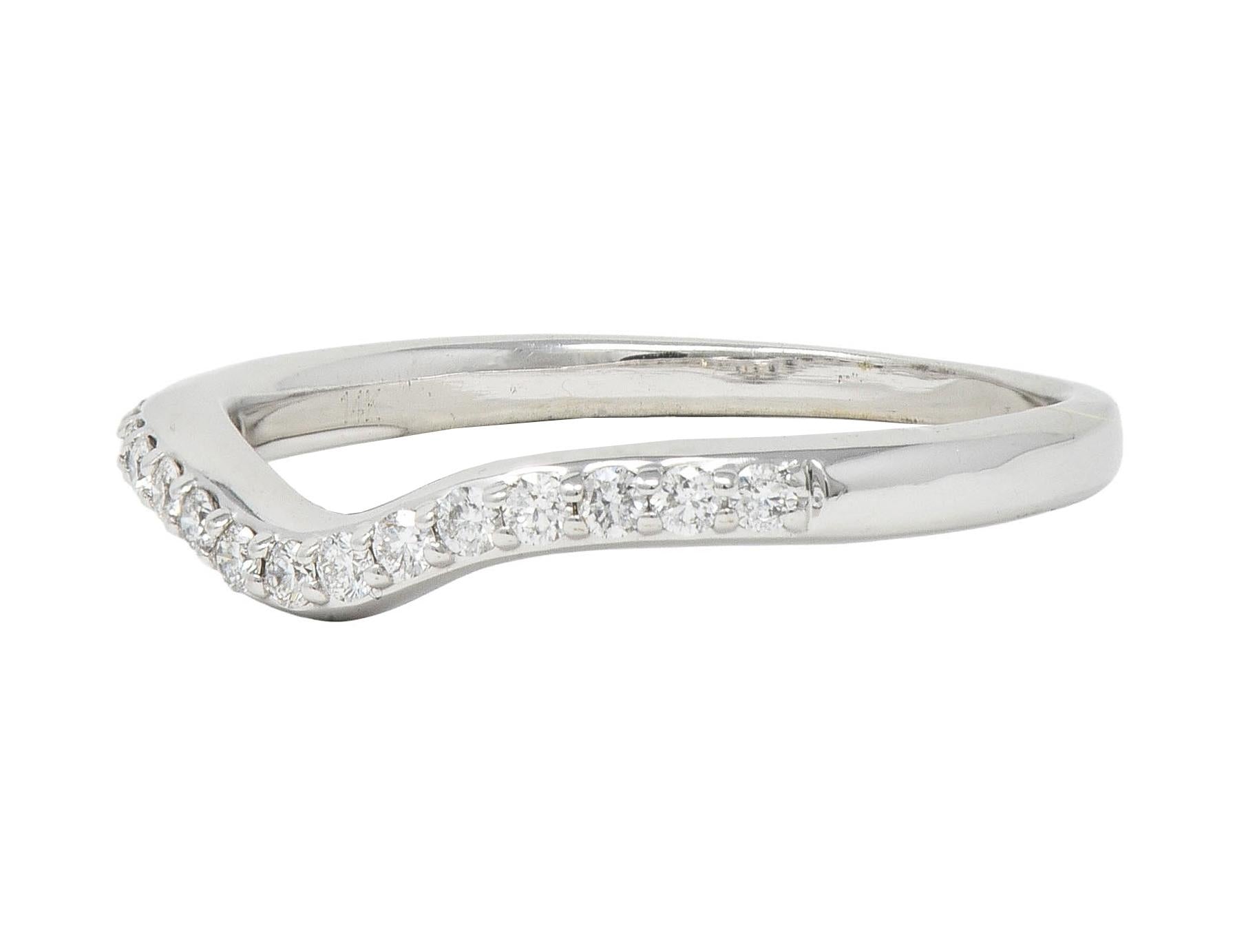 Contemporary Diamond 14 Karat White Gold Contour Wedding Band Ring