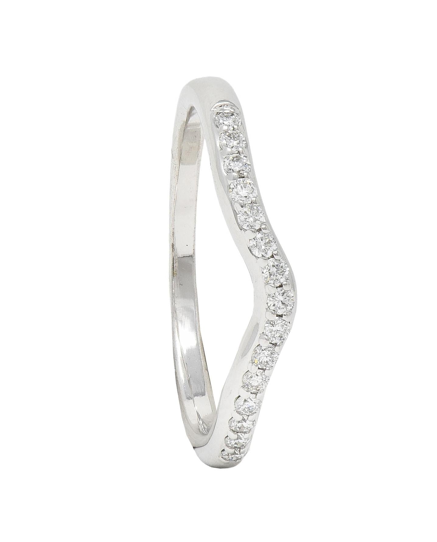 Contemporary Diamond 14 Karat White Gold Contour Wedding Band Ring